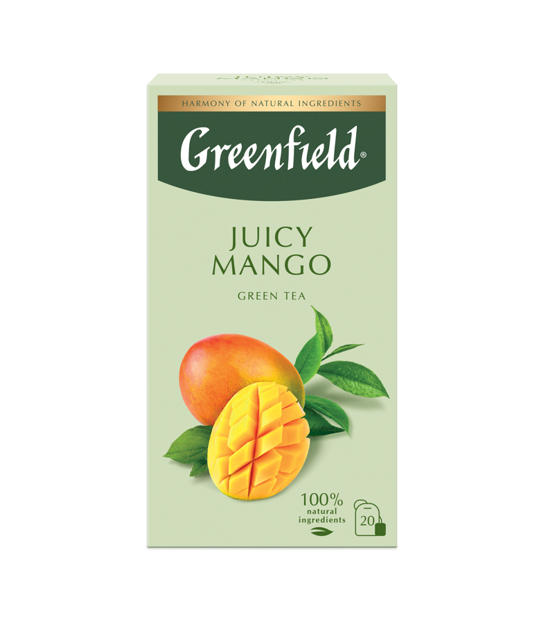 GREENFIELD "Juicy Mango" zaļā tēja 25 x 1,7g