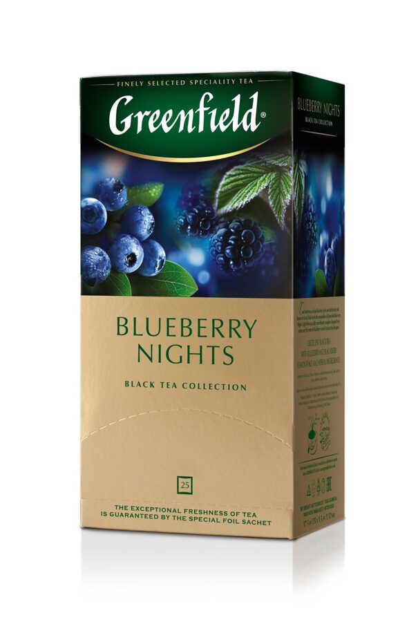 GREENFIELD "Blueberry Nights" melnā tēja 25x1,5g