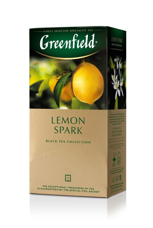 GREENFIELD "Lemon Spark" melnā tēja 25x1.5g