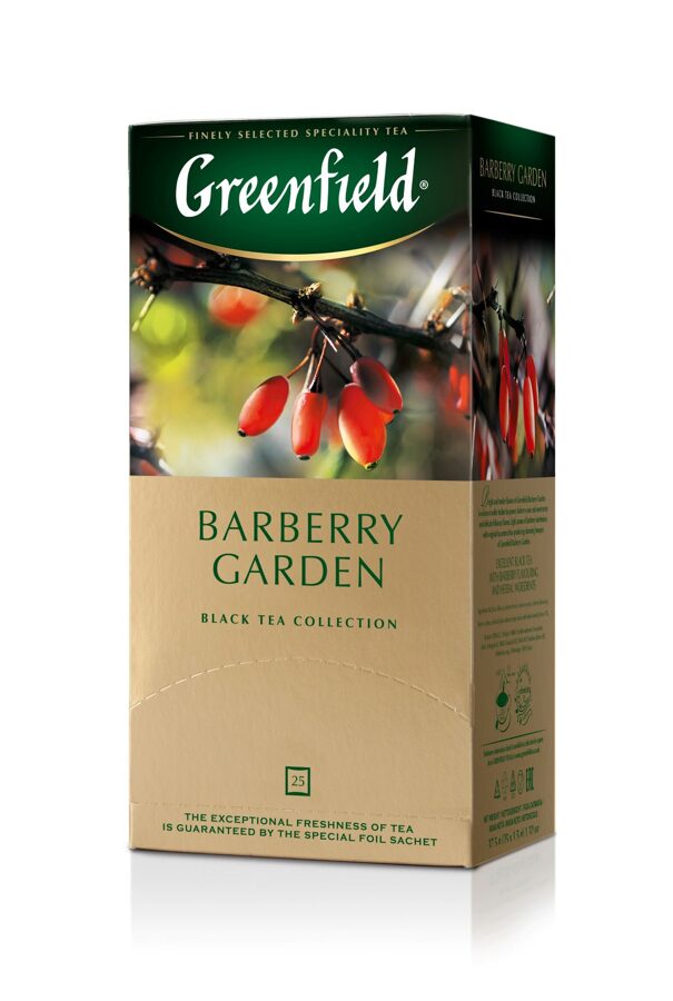 GREENFIELD "Barberry Garden" melnā tēja 25x1.5g