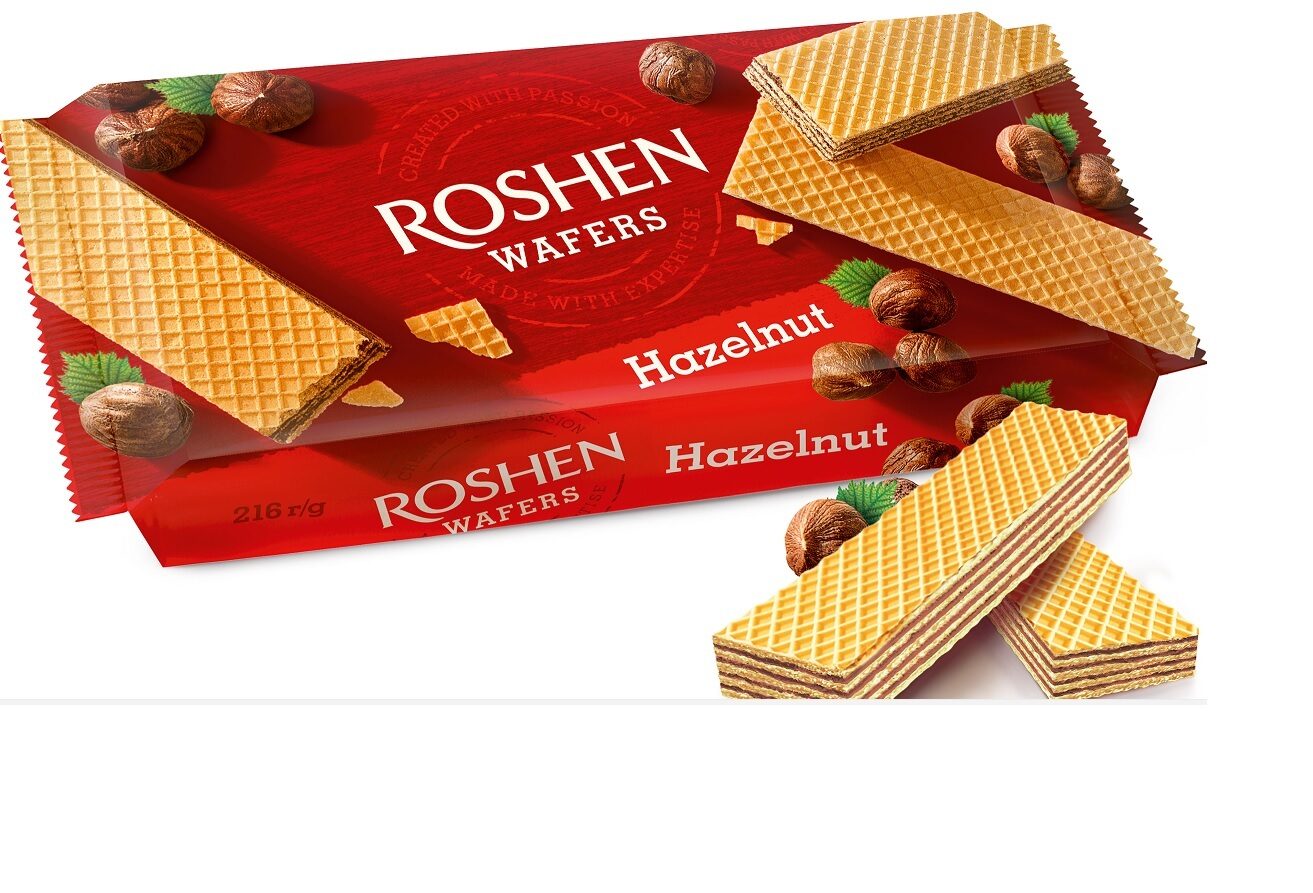 Vafeles ROSHEN ar lazdu riekstu pildījumu, 216g
