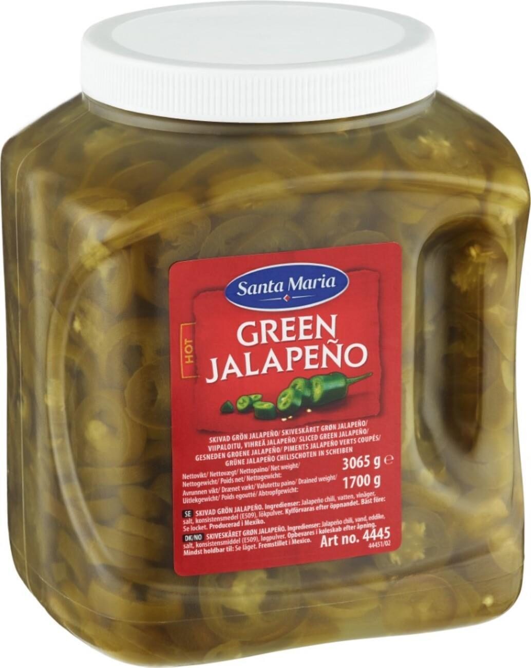 Pipari zaļie Halapenjo šķēlītēs 3.065kg/1