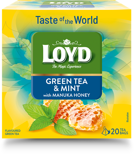 Zaļā tēja LOYD Pyramids ar piparmētru un manuka medu 20gb. x 1.7g