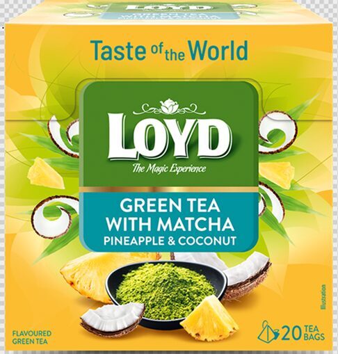 Zaļā tēja LOYD Pyramids Matcha ar ananasu un kokosriekstu g. 20gb. x 1.5g