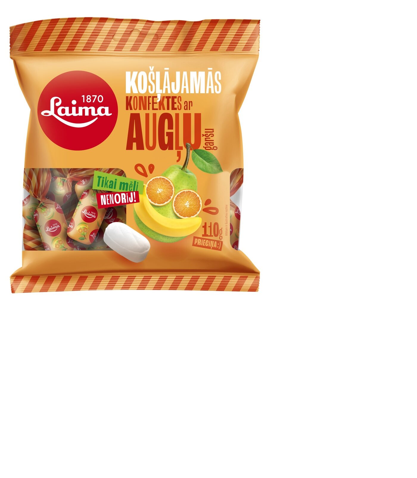 Košļājamās konfektes LAIMA , Augļu, 110g