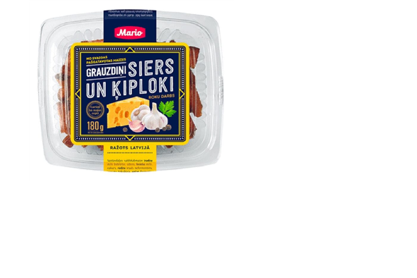 Grauzdiņi MARIO, ar siera un ķiploku garšu, 180g