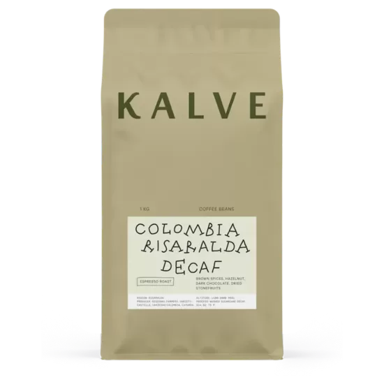 Kafijas pupiņas Kalve Colombia Riseralda DECAF 1kg
