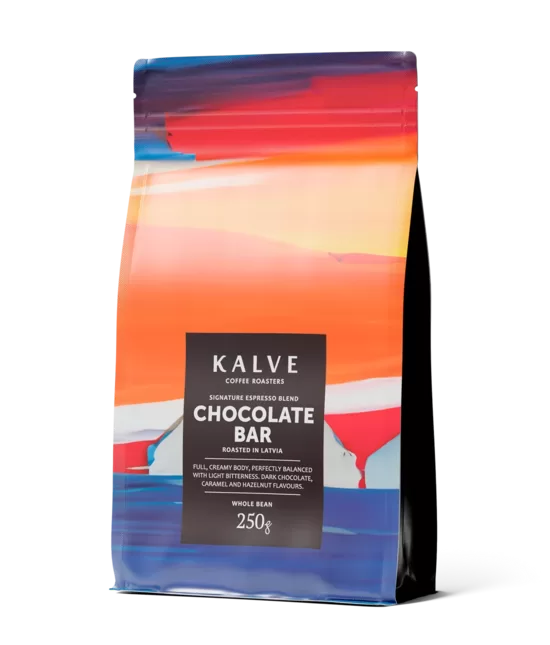 Kalve Chocolate Bar (Espresso grauzdējums) kafijas pupiņas 250g