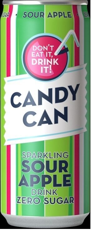 Gāzēts atspirdzinošs dzēriens CANDY CAN, ar ābolu garšu, ar saldinātājiem, 0.33l, bundža (DEP)