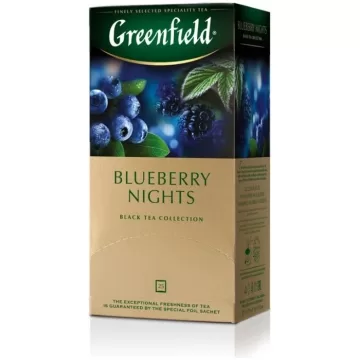 GREENFIELD "Blueberry Nights" melnā tēja 25x1,5g