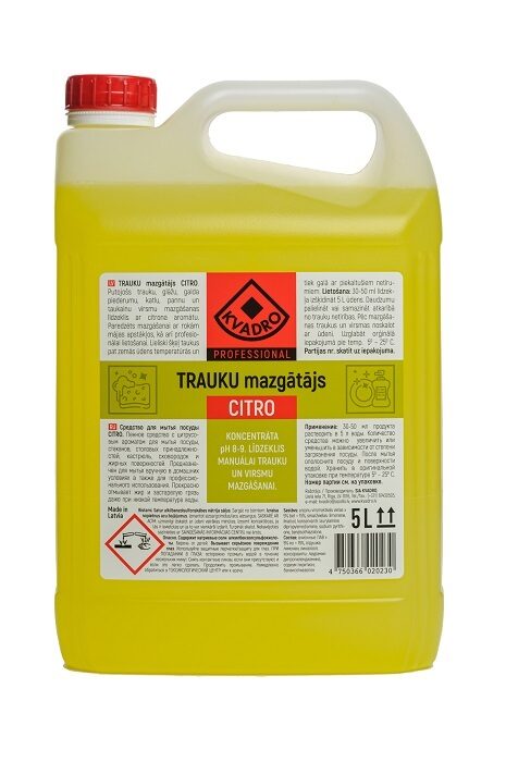 KVADRO PRO Trauku mazgāšanas līdzeklis Citro, 5l