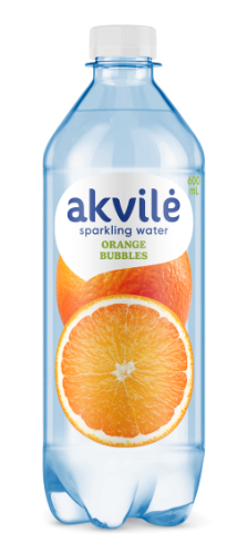 Aromatizēts dzeramais ūdens AKVILE ar apelsīnu aromātu, gāzēts, 0,6l (DEP)