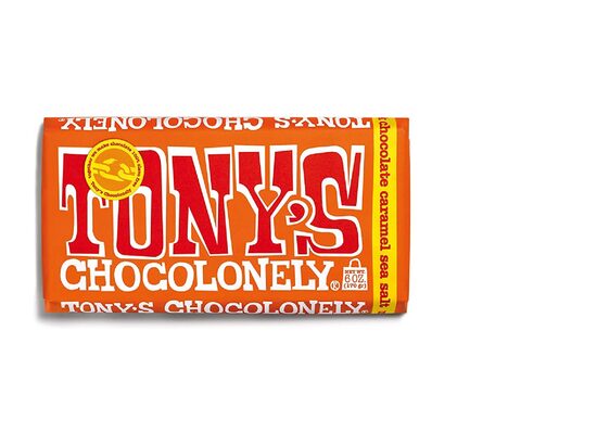 Piena šokolāde TONY'S, 32% kakao, ar karameli un jūras sāli, 180g