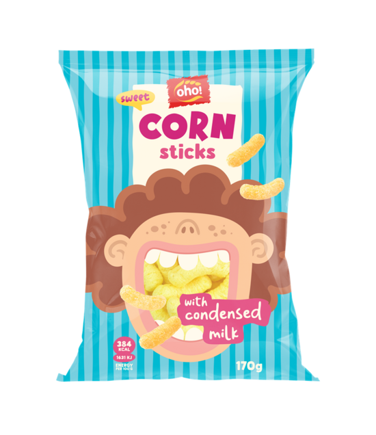 Kukurūzas nūjiņas Oho Ar kondensēto pienu 170g