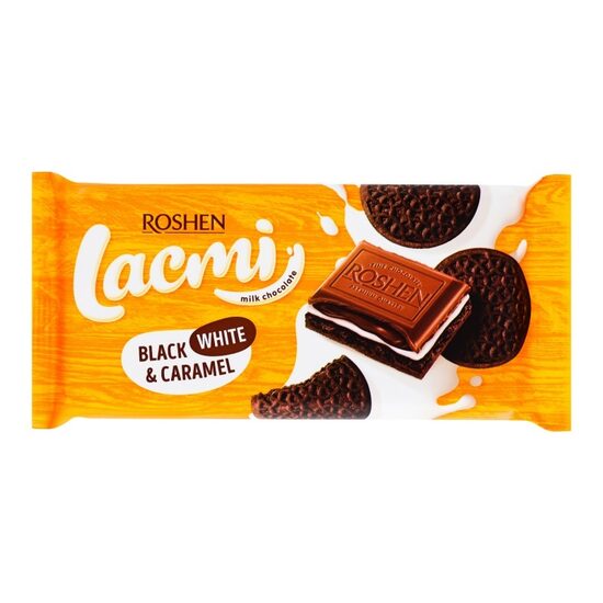 Piena šokolāde ROSHEN Lacmi Black, White&Caramel, 100g