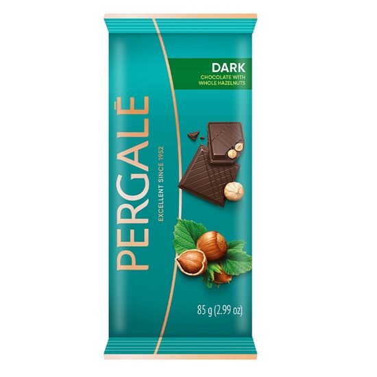 Tumšā šokolāde PERGALE ar lazdu riekstiem, 85g