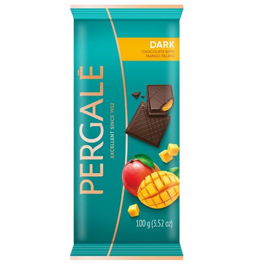 Tumšā šokolāde PERGALE, ar mango pildījumu, 100g