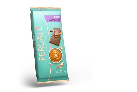 Piena šokolāde PERGALE, ar zemesriekstu krēma pildījumu, 100g