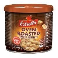 Estrella zemesrieksti krāsnī cepti un sālīti (bundžā), 140g