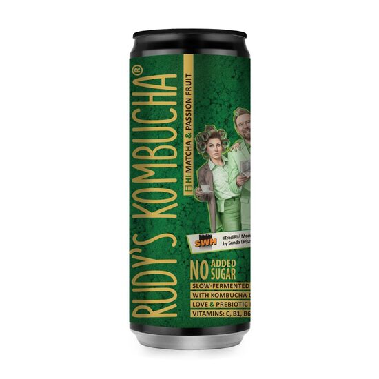 Tējas dzēriens RUDY'S Kombucha Matcha Marakuja, bundžā, 0.33l (DEP)