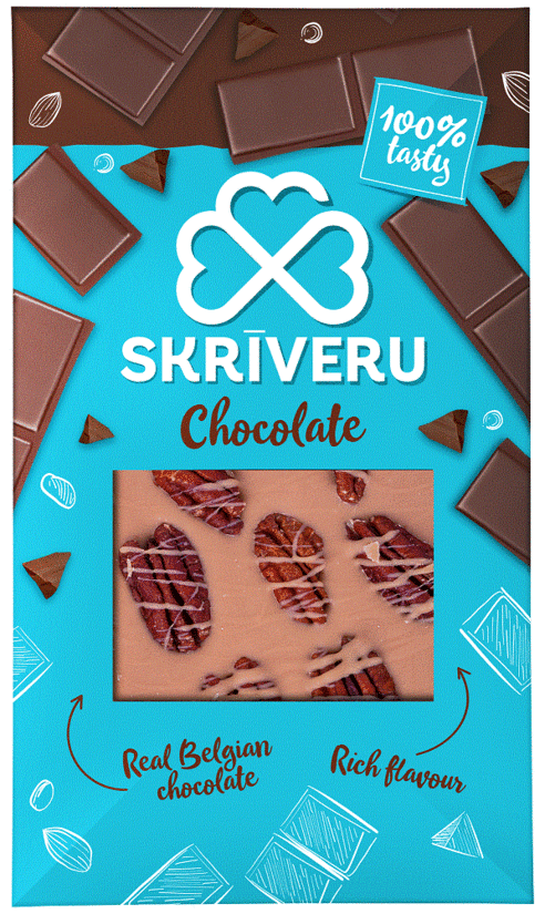 ZS SKRĪVERU Piena šokolāde ar pekanriekstiem, 90g