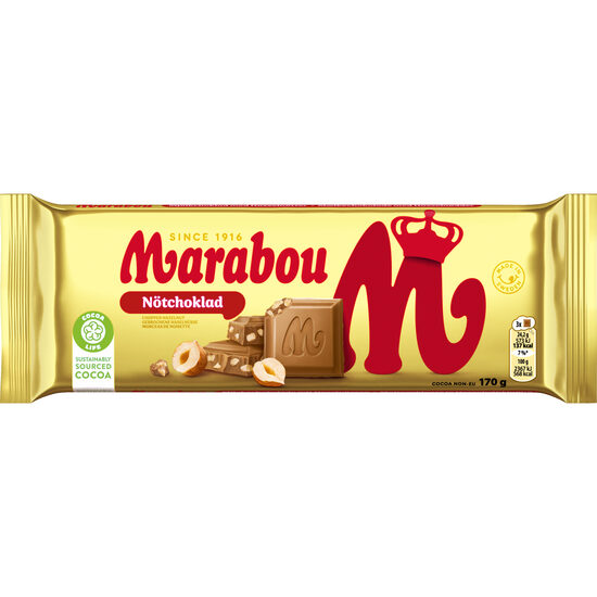 Piena šokolāde MARABOU ar lazdu riekstiem, 170 g