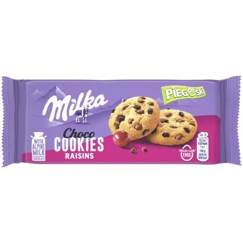 MILKA Choco cepumi ar rozīnēm 135g