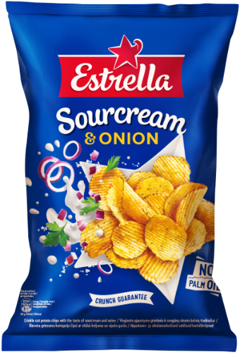 Čipsi ESTRELLA, ar lauku krējuma un sīpolu garšu, 130g