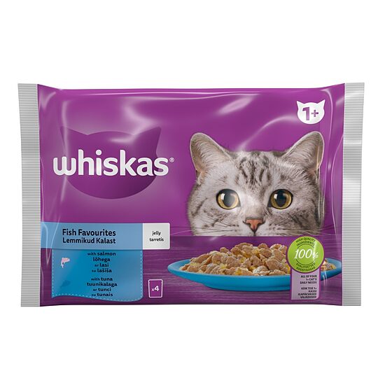 Mitrā barība Whiskas 1+ zivju izlase 4-paka pouch 4x85g