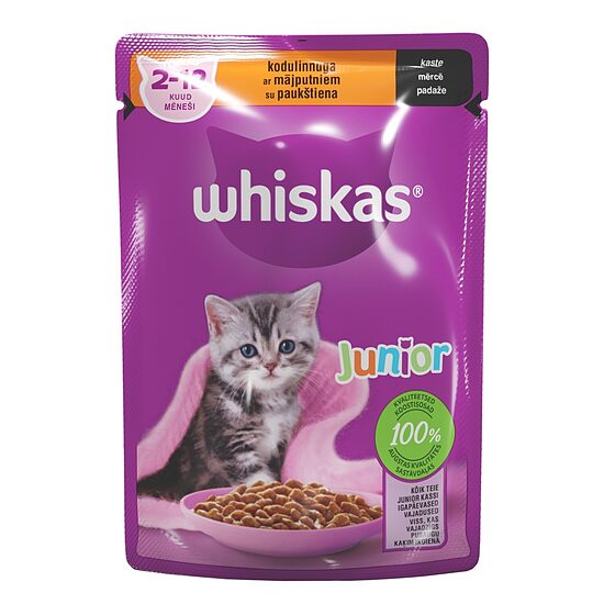 Mitrā barība Whiskas Junior ar mājputnu gaļu kaķēniem pouch 85g
