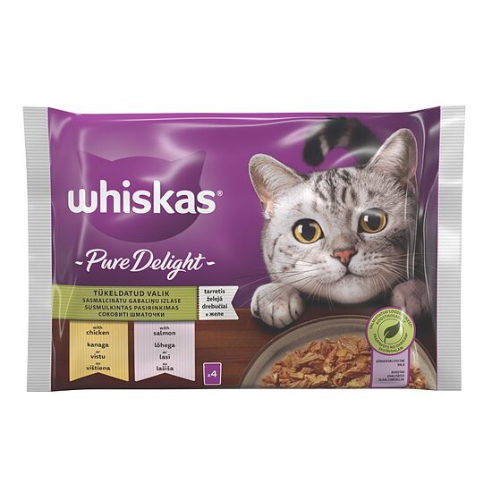 Mitrā barība Whiskas Pure delight Jauktā izlase 4-paka pouch 4x85g