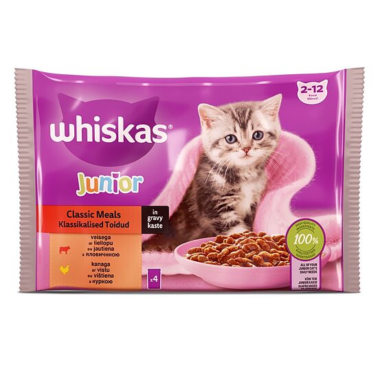 Mitrā barība Whiskas Junior Klasiskā Izlase 4-paka kaķēniem pouch 4x85g