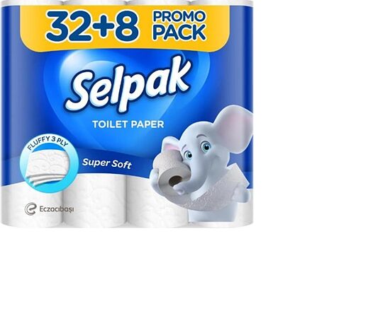 Tualetes papīrs SELPAK, 3 slāņi, 18.6 metri, 140 loksnes, 40 ruļļi