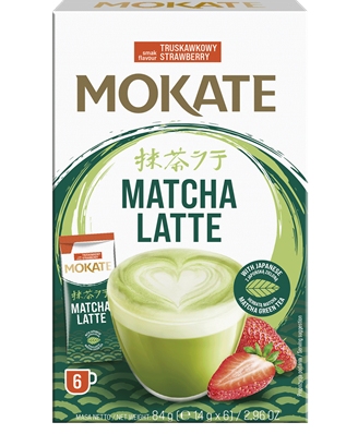 Šķistošais dzēriens MOKATE Latte Matcha Zemeņu 14gx6gb