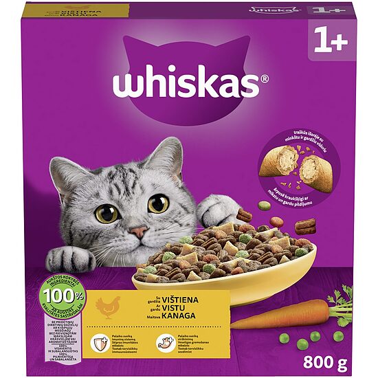 Sausā barība Whiskas Adult ar vistas gaļu 800g NEW
