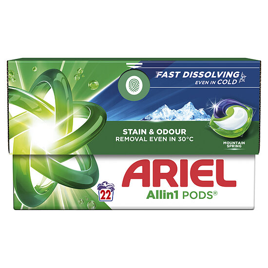 Veļas mazgāšanas kapsulas ARIEL Mountain Spring 22gb