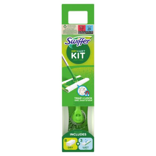 Sausās (8gab) un mitrās (3gab) grīdas salvetes ar slotu SWIFFER, komplekts