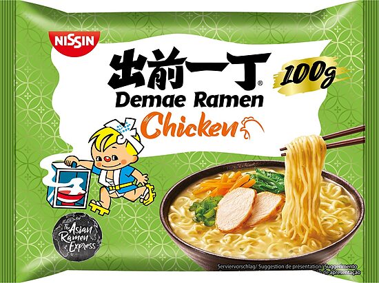 Nūdeles NISSIN Demae Ramen, ar vistas gaļas garšu, 100g