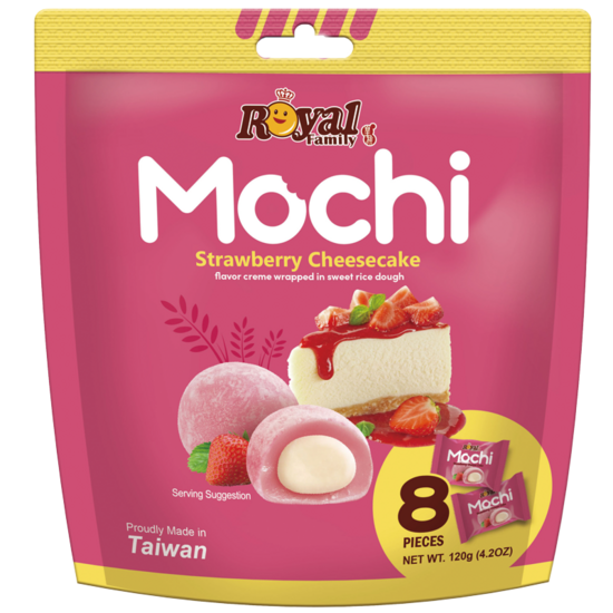 Japāņu rīsu kūka ROYAL FAMILY Mochi, ar zemeņu siera kūku, 120g