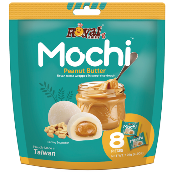 Japāņu rīsu kūka ROYAL FAMILY Mochi, ar zemesriekstu sviestu, 120g