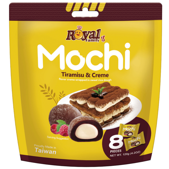 Japāņu rīsu kūka ROYAL FAMILY Mochi, Tiramisu, 120g