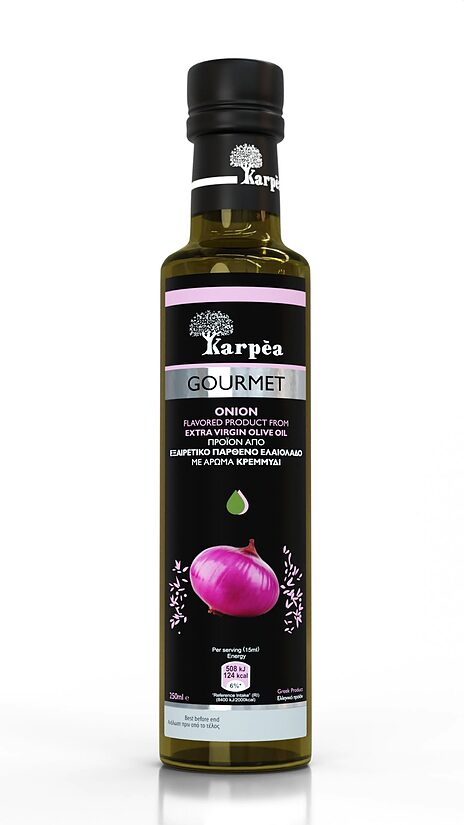 Neapstrādāta augstākā labuma olīveļļa KARPEA Gourmet ar sīpolu garšu, 250ml