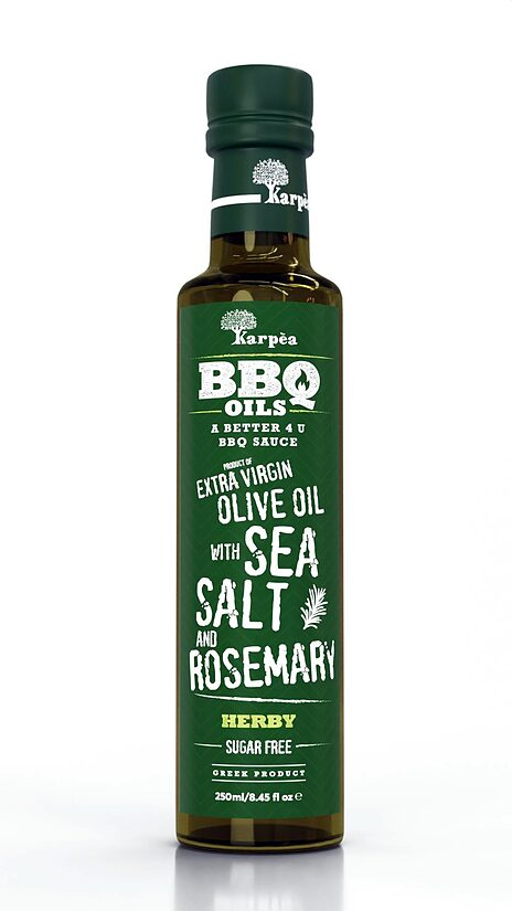 Neapstrādāta augstākā labuma olīveļļa KARPEA BBQ ar jūras sāli un rozmarīnu, 250ml