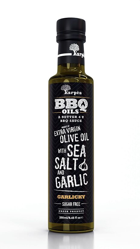 Neapstrādāta augstākā labuma olīveļļa KARPEA BBQ ar jūras sāli un ķiplokiem, 250ml