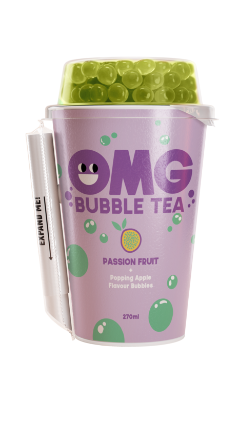 Tējas dzēriens OMG, marakujas garša ar ābolu bumbiņām, 0.27l
