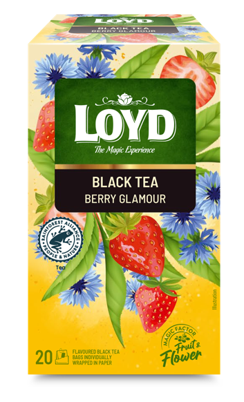 Aromatizēts melnās un zaļās tējas maisījums LOYD Berry Glamour 20x1,75 g