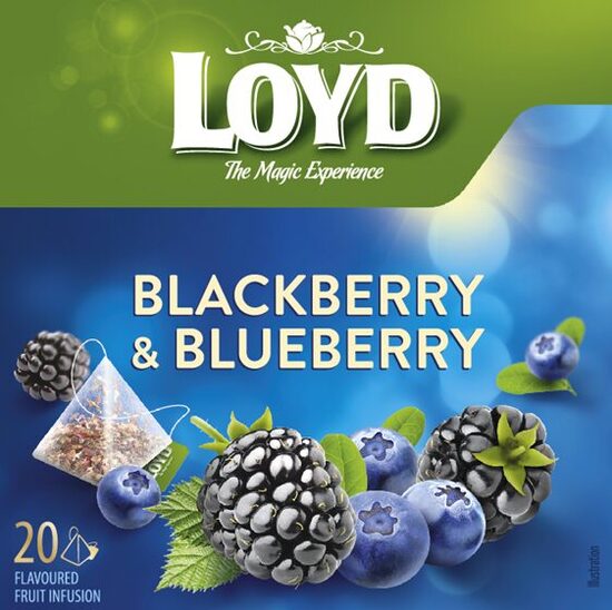 Augļu tēja LOYD Pyramids ar melleņu un kazeņu garšu, 20x2 g