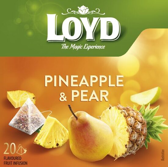 Augļu tēja LOYD Pyramids ar ananasu un bumbieru garšu, 20x2 g