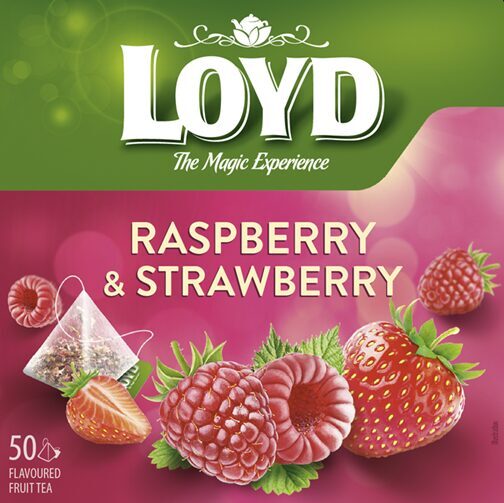 Augļu tēja LOYD Pyramids ar aveņu un zemeņu garšu, 50x2 g