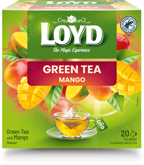Aromatizēta zaļā tēja LOYD Pyramids ar mango garšu 20x1,5g